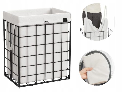 Laundry baskets and containers Songmics 90l laundry basket, grey and silver tones