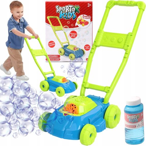 BATTERY POWERED LAWN MOWER FOR KIDS THAT BLOWS BUBBLES + LIQUID