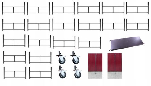 Warsaw scaffolding - set consisting of 20 parts + 4 feet + 2 handrails