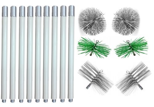 Chimney cleaning set from below, 12.6 m (1.4), 6 brushes