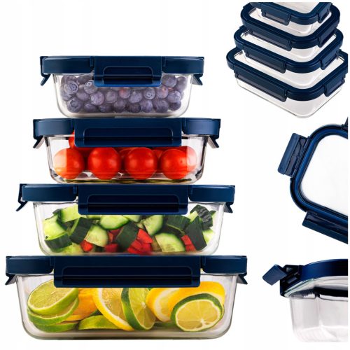  Glass food storage containers airtight LUNCH BOX 4x