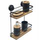 Bathroom Shelves HANGING LOFT BATHROOM SHELF WITH SUCTION CUPS MADE OF BAMBOO + METAL 2 SHELVES