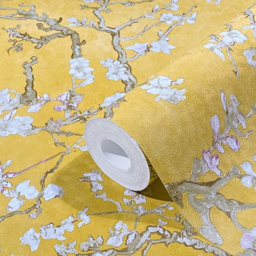 YELLOW VAN GOGH WALLPAPER ALMOND TREE VINYL BRANCHES