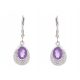  SILVER HANGING EARRINGS RHODIUM PLATED AMETHYST NATURAL