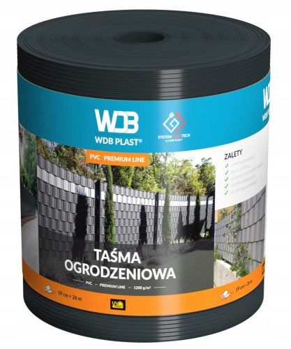 PVC FENCE TAPE 1200g ANTHRACITE 19cm FOR GRAPHITE PANEL FENCE