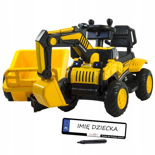  Battery-powered excavator for children, 2 motors, movable shovel, trailer, remote control