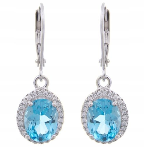  HANGING SILVER EARRINGS RHODIUM PLATED MARQUISE SWISS TOPAZ NATURAL