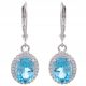  HANGING SILVER EARRINGS RHODIUM PLATED MARQUISE SWISS TOPAZ NATURAL