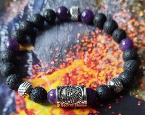  BRACELET RUNE VALKNUT STONE LAVA AMETHYST MEN'S WOMEN'S CUSTOM-MADE