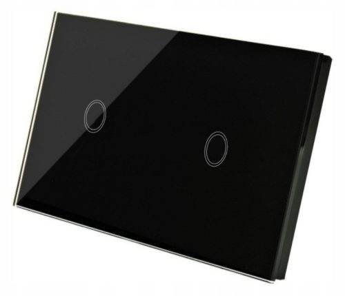 TOUCH LIGHT SWITCH GLASS PANEL BLACK 1+1