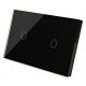 TOUCH LIGHT SWITCH GLASS PANEL BLACK 1+1