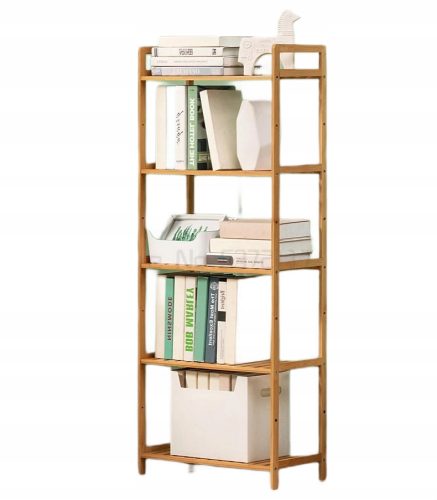 Bamboo bathroom shelf with 5 shelves, bathroom and kitchen ladder