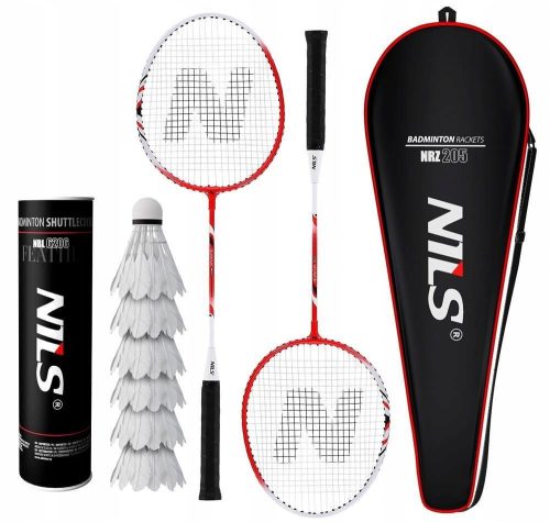 Nils NRZ205 racket set + Nils FEATHER WHITE badminton set 6-piece