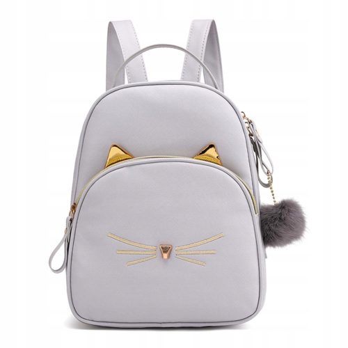  ZOO.SKLEP.PL School backpack for a child – CAT pattern, color: GRAY, silver