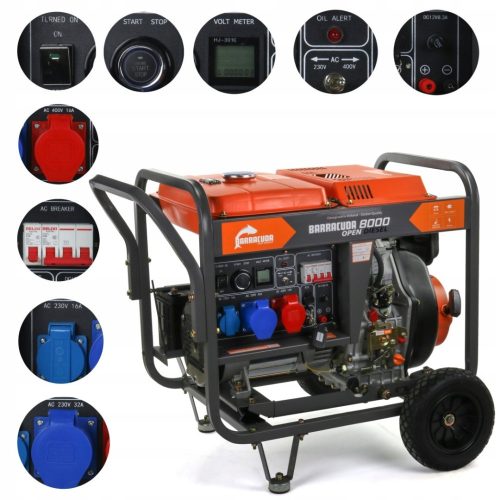 Barracuda 8000 W portable three-phase generator, diesel