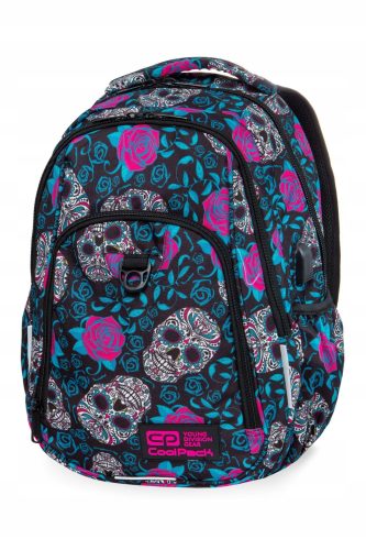 CoolPack Strike L 27L Dual-Chamber School Backpack, Skull&Roses B18049