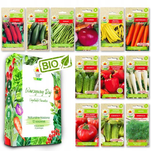  Vegetable seeds BEETS, ONIONS, BEANS, CUCUMBERS, PEPPER, TOMATOES, 12 PCS