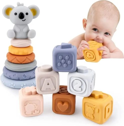  SENSORY BLOCKS MADE OF SOFT RUBBER, EDUCATIONAL PYRAMID TEEDY BEARS