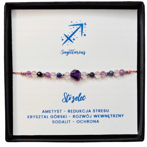  Zodiac bracelet SAGITTARIUS AMETHYST ROCK CRYSTAL SODALITE ARIANNA