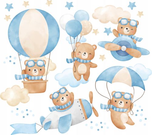  WALL STICKER BEARS, PILOTS, BALLOONS 50x100cm BK9