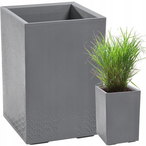  Lamela flowerpot, 40 cm x 40 x 58.7 cm, diameter 39 cm, plastic in grey and silver