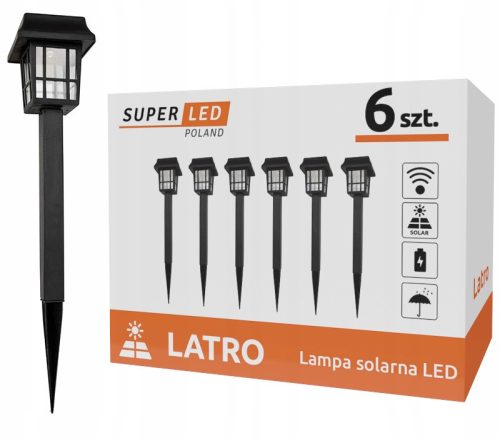  SuperLED solar lamp, black, 33 cm, 6 pcs.