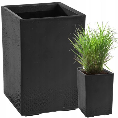  Flowerpot Lamela 40 cm x 40 x 60 cm plastic black, grey and silver tones