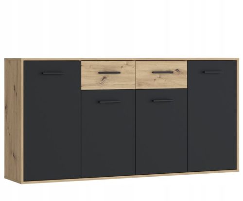  Chest of drawers Furniture Design JAKKI241M7 163 x 35 x 88 cm black, Artisan oak