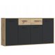  Chest of drawers Furniture Design JAKKI241M7 163 x 35 x 88 cm black, Artisan oak