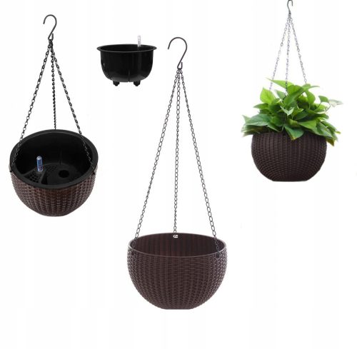  TEKAN flowerpot, 29.5 cm x 29.5 x 18 cm, diameter 29.5 cm, plastic in brown and beige tones