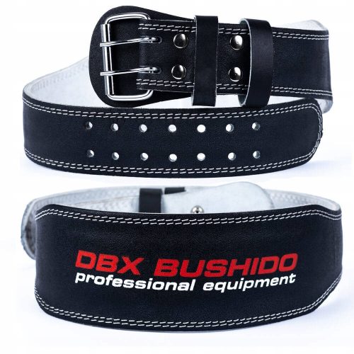  LEATHER BODYBUILDING BELT FOR GYM STRONG DOUBLE BUCKLE DBX BUSHIDO L