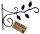  BLACK DECORATIVE FLOWER BED HANDLE, FORGED FLOWER HANGER, STEEL LEAVES