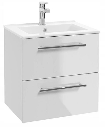  Deftrans wall-mounted bathroom cabinet with washbasin, 50 cm, white