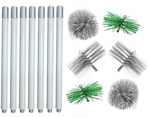 Chimney cleaning set from below, 9.8 m (1.4), 6 brushes 140–160