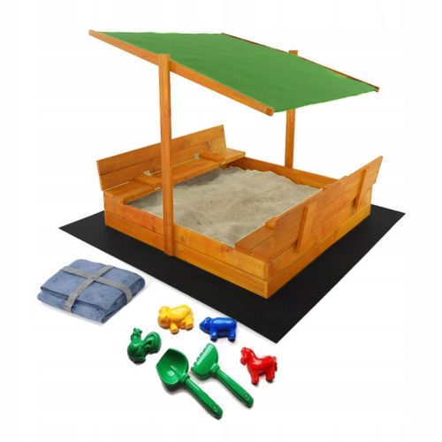 SANDBOX WITH TOP, 6 COLOURS, 120X120, WOOD, IMPREGNATED + FREE GIFTS