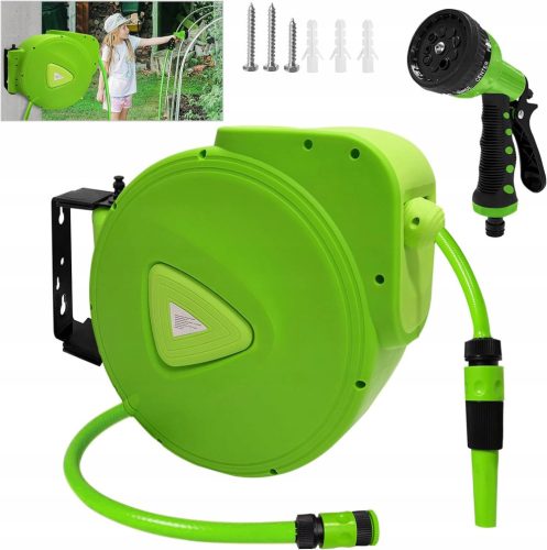  Aufun Garden Automatic Hose Reel 3/4" Connector Rotatable 30m