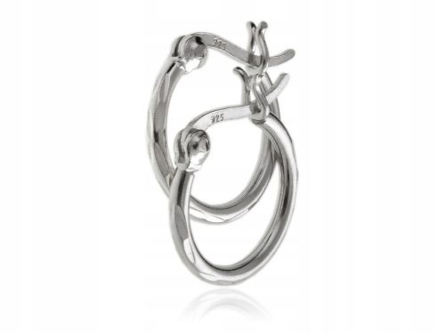  Silver hoop earrings 1.5 cm with diamond pattern k3572 -1.0g.