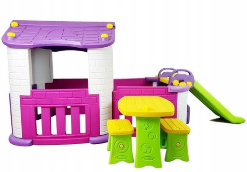 Garden House Set, Table, Slide, Pink Fi