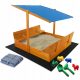 SANDBOX WITH ROOF 120X120 MADE OF WOOD, IMPREGNATED + FREE BLUE