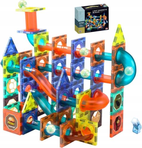  MAGNETIC BLOCKS, GLOWING MARBLE RUN 110EL XXL