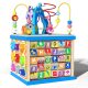  Wooden Sorter, Educational Cube Alphabet, Colorful Toy with Labyrinth