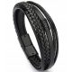  Black Braided Leather Bracelet Strong Clasp Magnet Stainless Steel