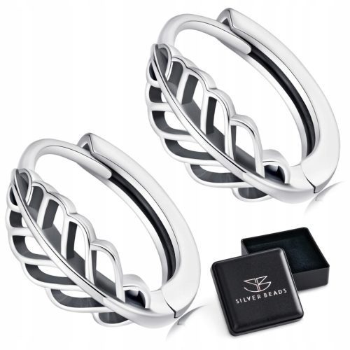  K461 Silver leaf earrings hoops clasps silver 925