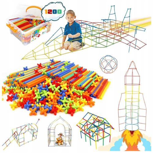  CREATIVE SET Building Blocks Straws Tubes Sticks Box 1200 pcs