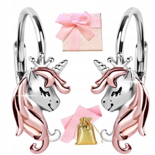  SILVER EARRINGS 925 UNICORN FOR GIRL CHILDREN ENGLISH GIFT