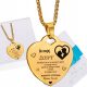  GOLD HEART PENDANT with Chain FOR Wife from Husband Engraving Women's Day