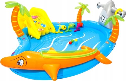 INFLATABLE POOL WITH SLIDE, PLAYGROUND, FOUNTAIN