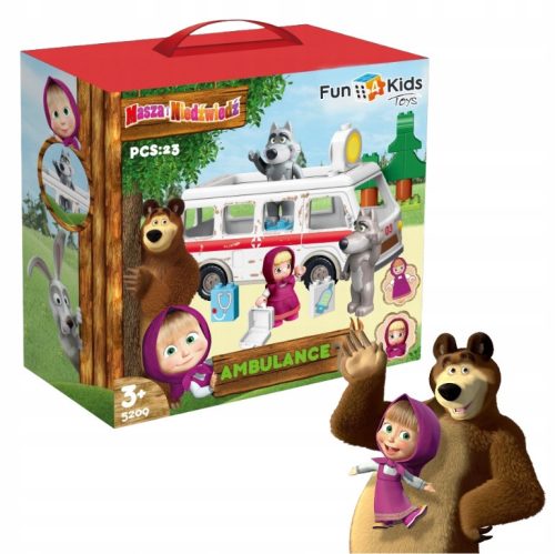  Masha and the Bear blocks the ambulance. Toy for children, a great gift