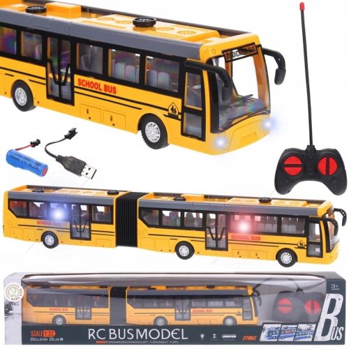  Articulated city school bus, remote-controlled yellow toy car