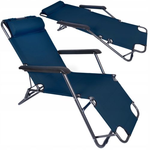  Outdorium Leon deck chair, steel, blue and navy blue